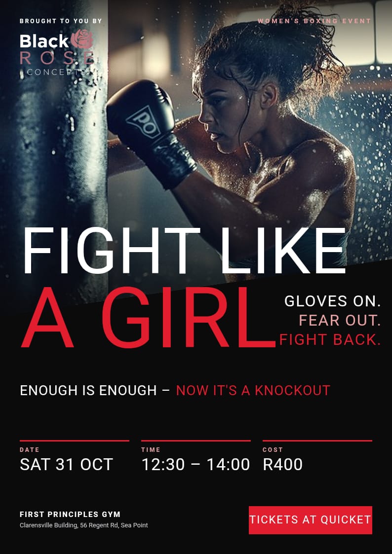Fight Like a Girl event poster, Sat 31 Oct, 12:30–14:00, R400, First Principles Gym Sea Point